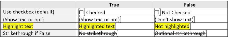 access word Boolean options